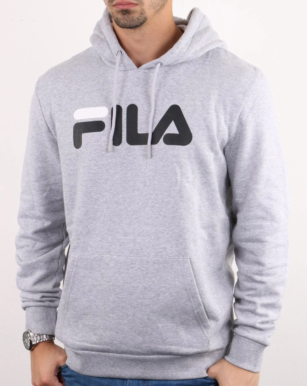 Fila Vintage Fiori Logo Hoodie Light Grey Marl