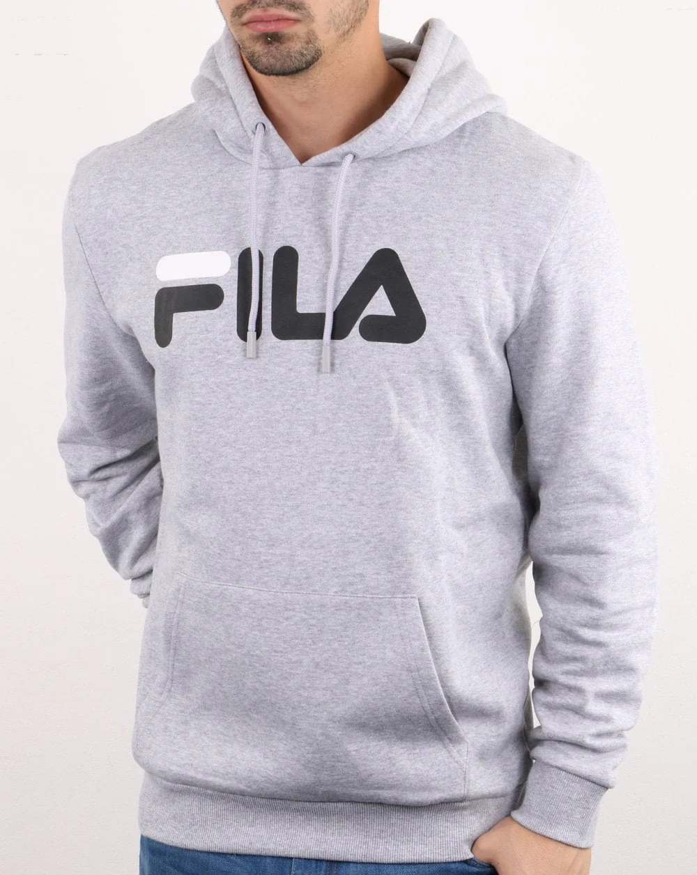 Fila Vintage Fiori Logo Hoodie Light Grey Marl - Image 2