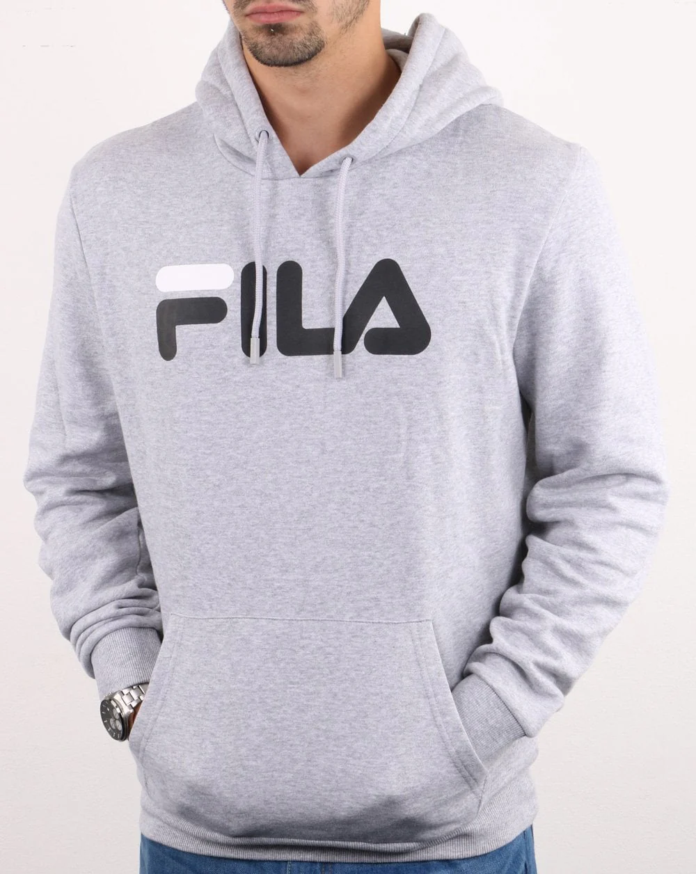 Fila Vintage Fiori Logo Hoodie Light Grey Marl - Image 3