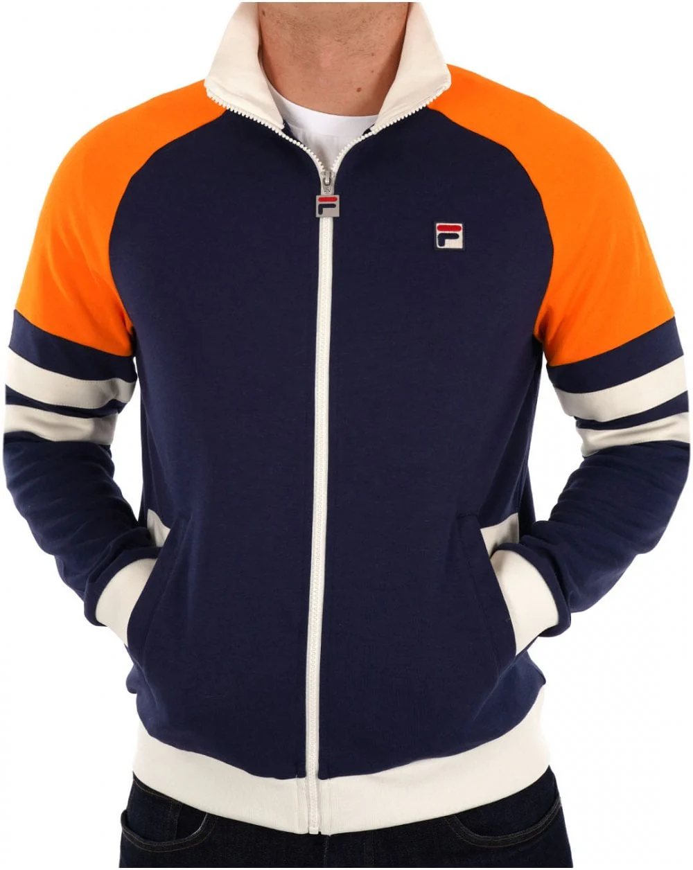 Fila Vintage Founder Track Top Navy Orange - Image 3