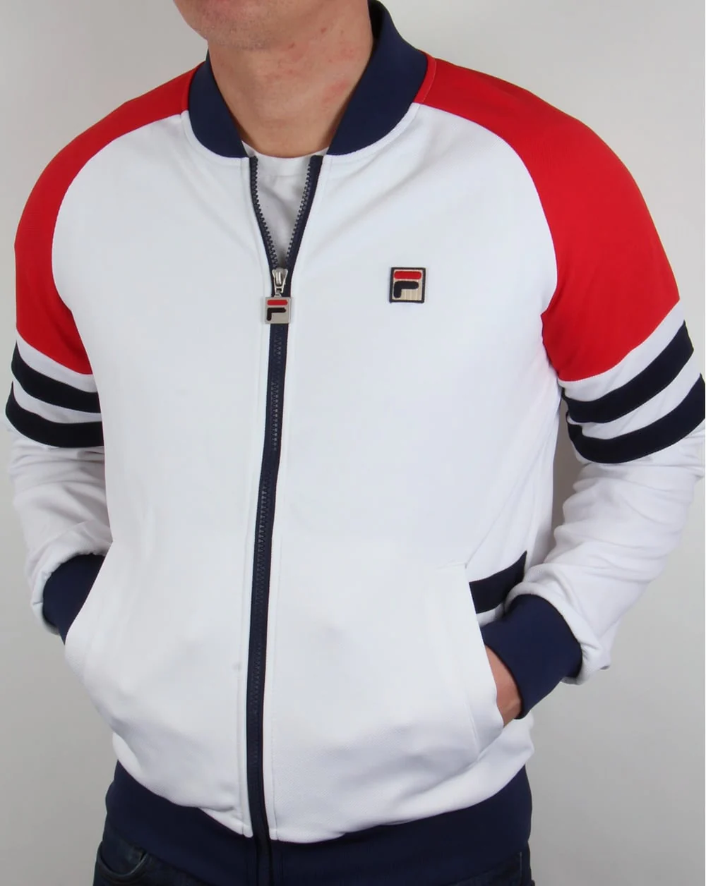 Fila Vintage Founder Track Top White/navy/red - Image 4