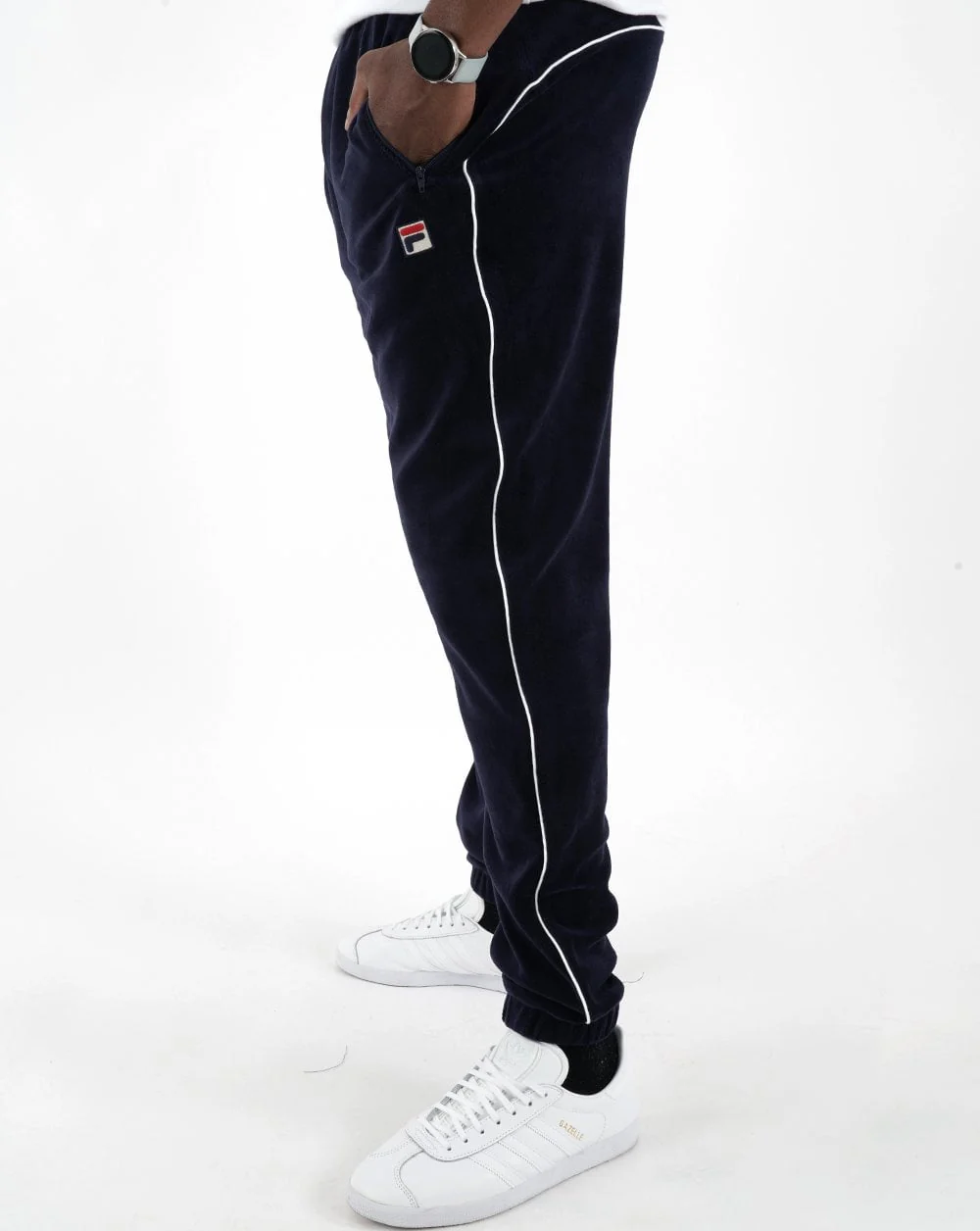 Fila Vintage Frankie Velour Track Pants Navy/White - Image 2