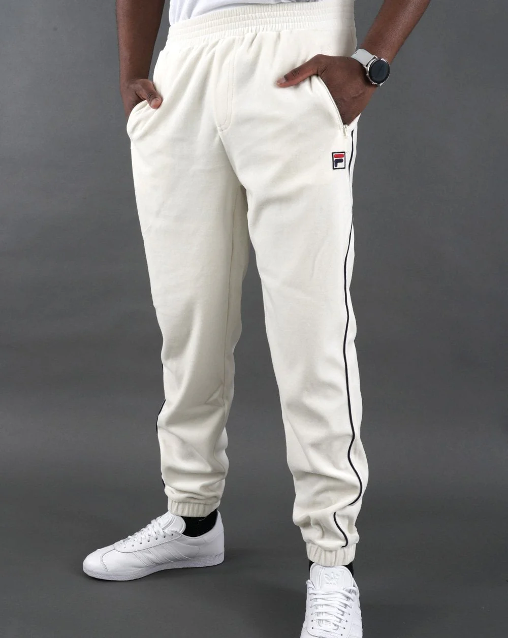 Fila Vintage Frankie Velour Track Pants Off White/Navy