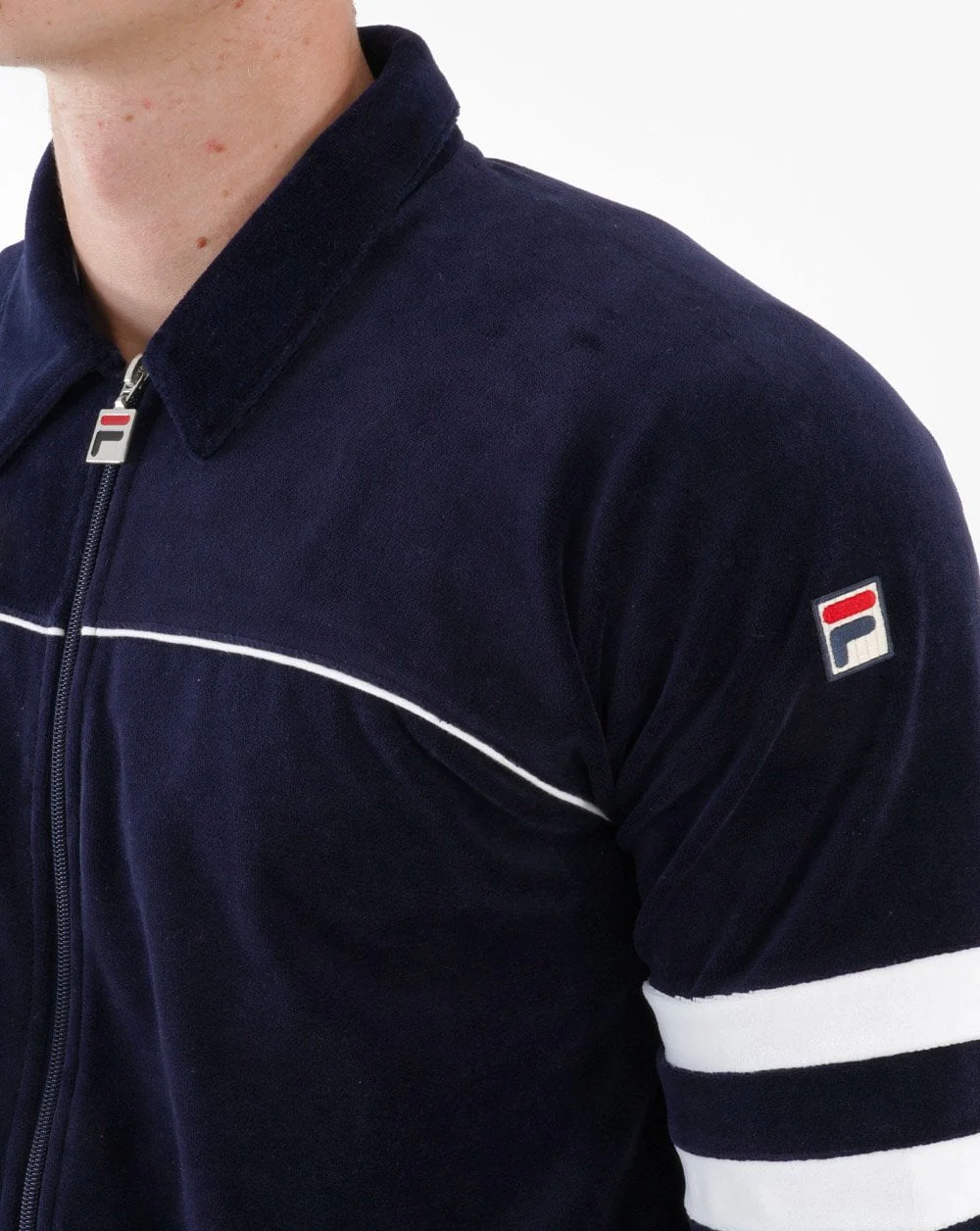 Fila Vintage Frankie Velour Track Top Navy/White - Image 2