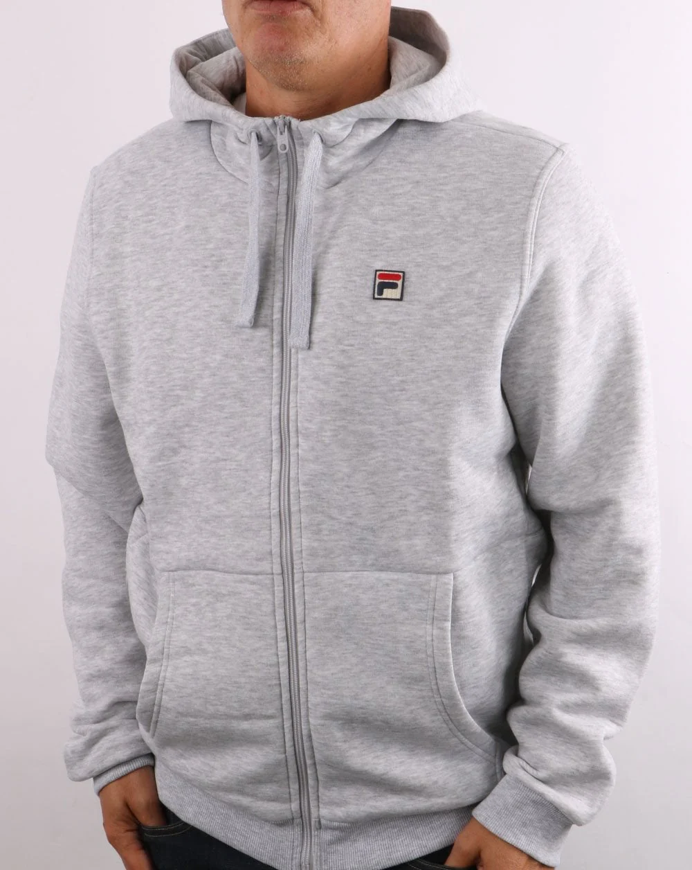 Fila Vintage Full Zip Hoody Light Grey Marl - Image 3