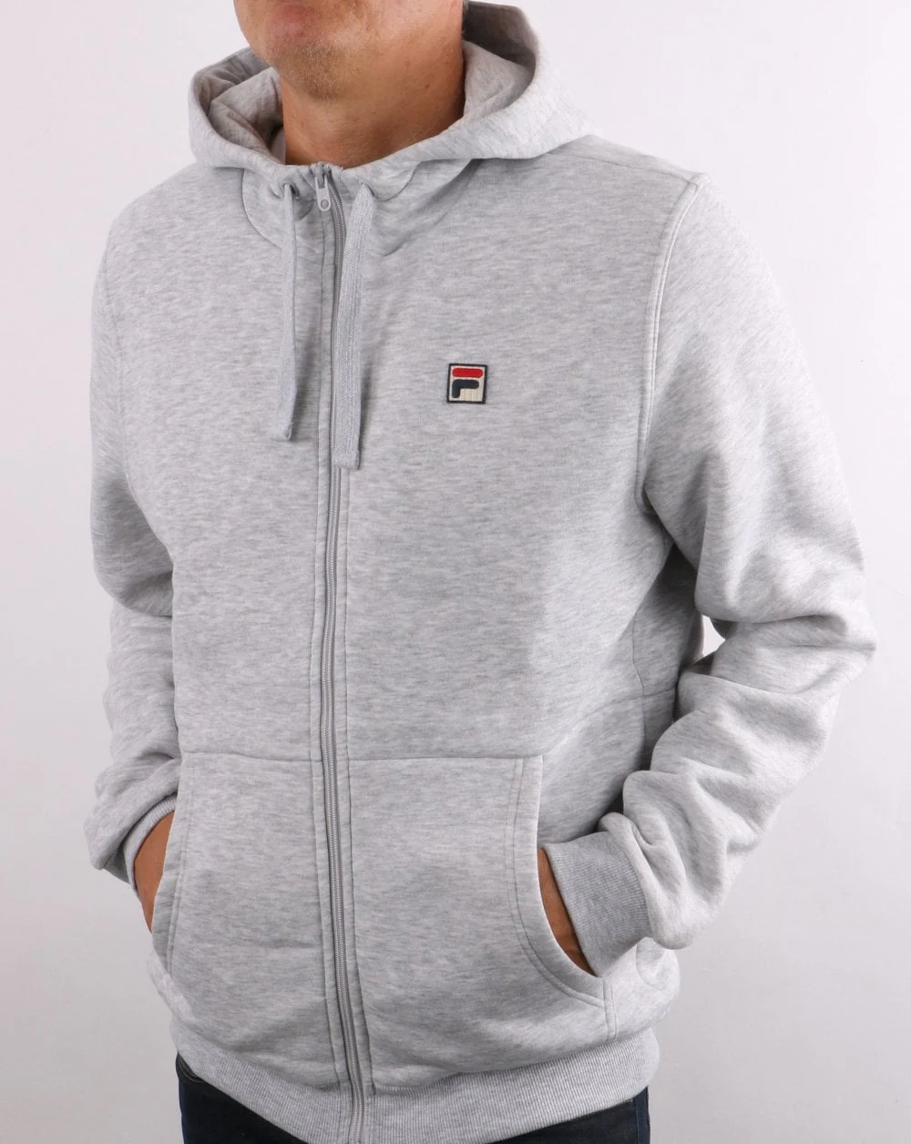 Fila Vintage Full Zip Hoody Light Grey Marl - Image 4