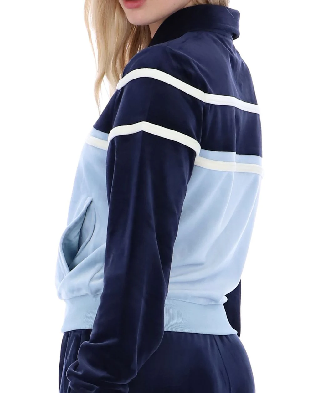 Fila Vintage Giovana Velour Track Top Navy/Sky Blue - Image 3