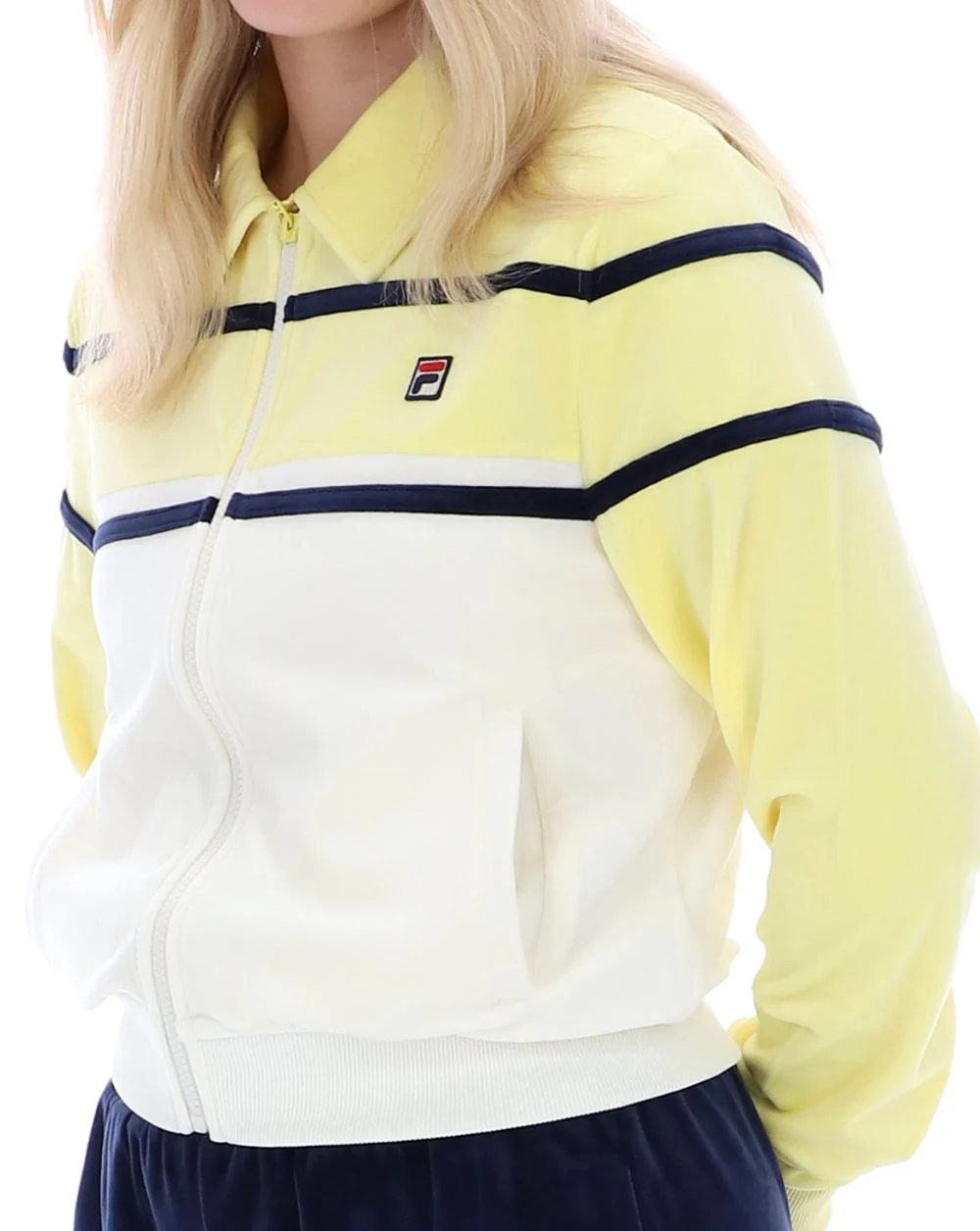 Fila Vintage Giovana Velour Track Top Wax Yellow/Gardenia - Image 3