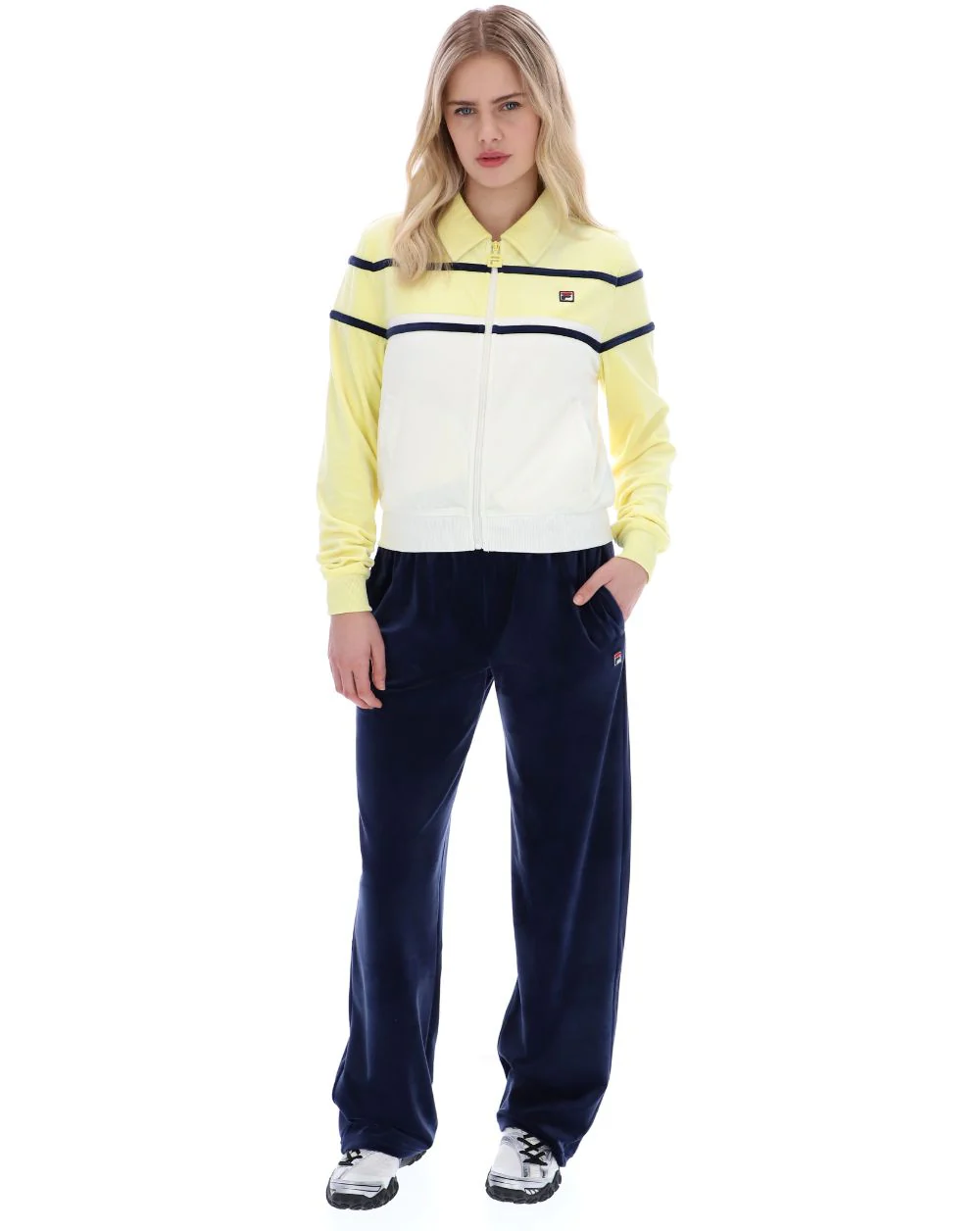 Fila Vintage Giovana Velour Track Top Wax Yellow/Gardenia - Image 5