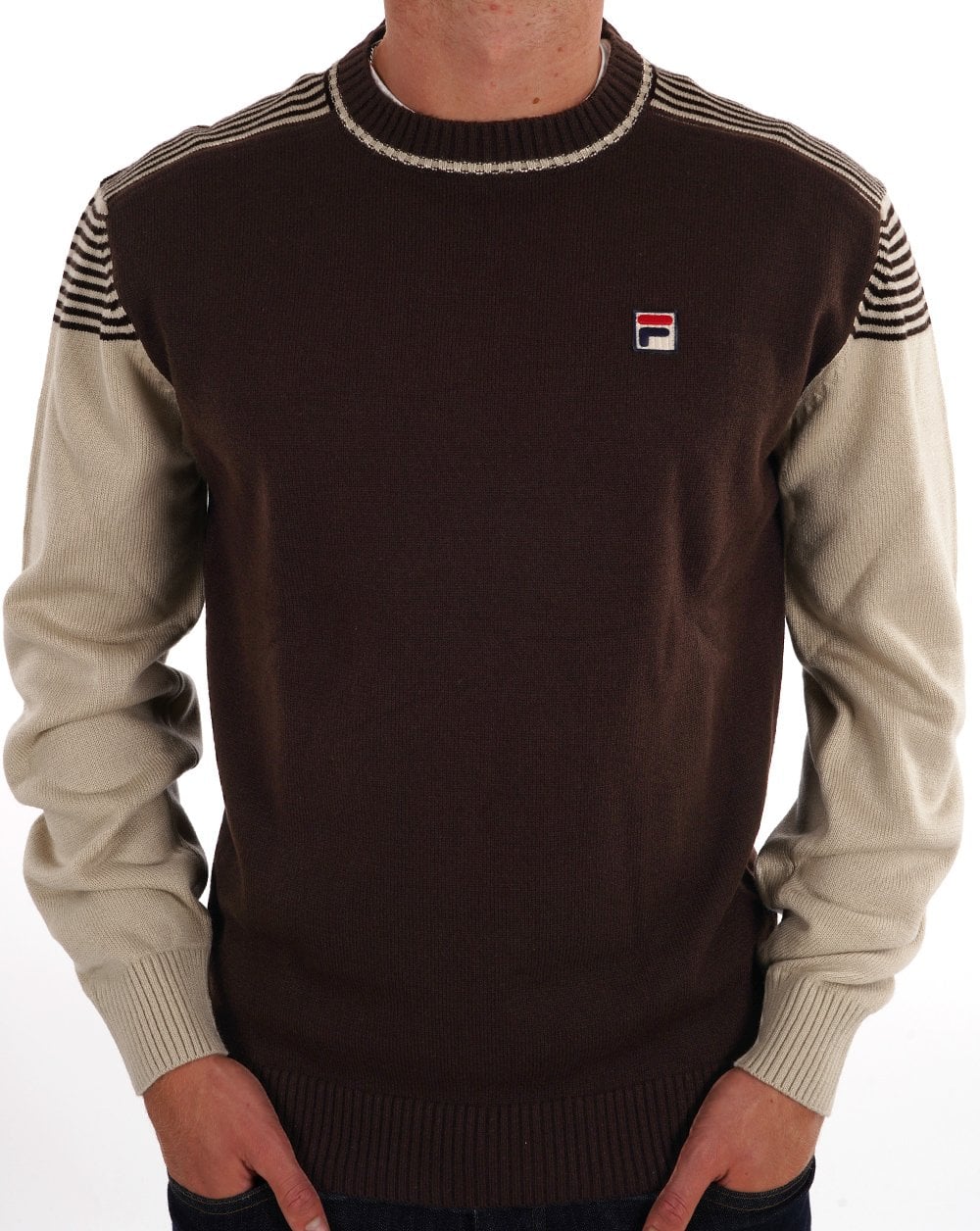 Fila Vintage Harnan Knitted Jumper Coffee Bean - Image 2