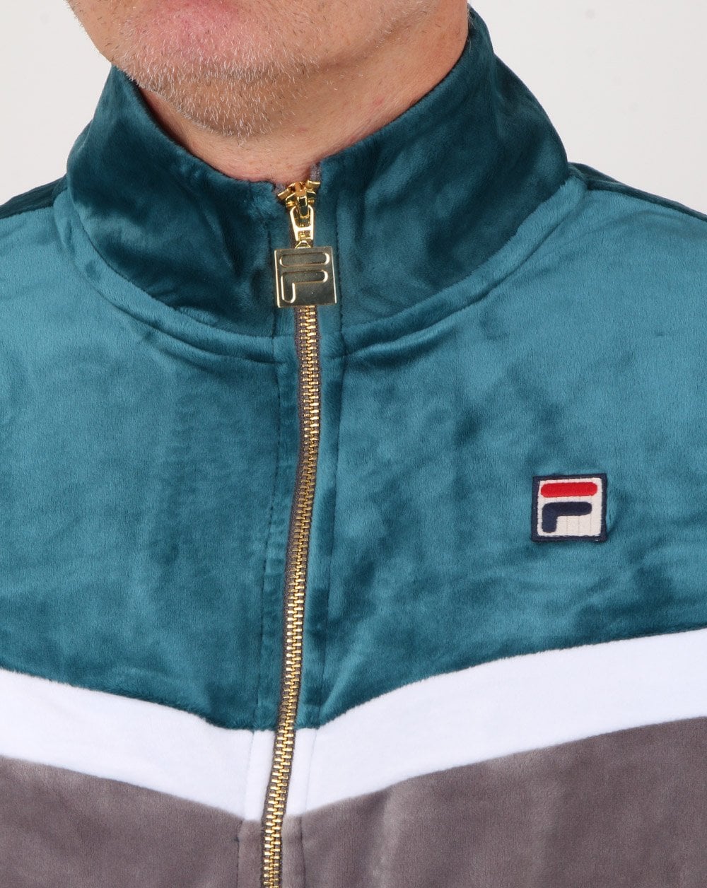 Fila Vintage Harry Velour Track Top Charcoal/Atlantic Deep Blue - Image 2