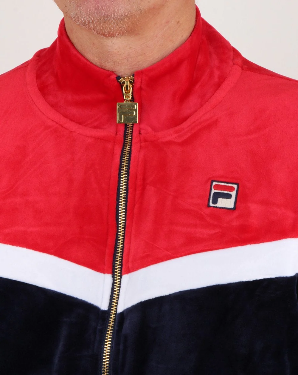 Fila Vintage Harry Velour Track Top Navy/red/white - Image 2