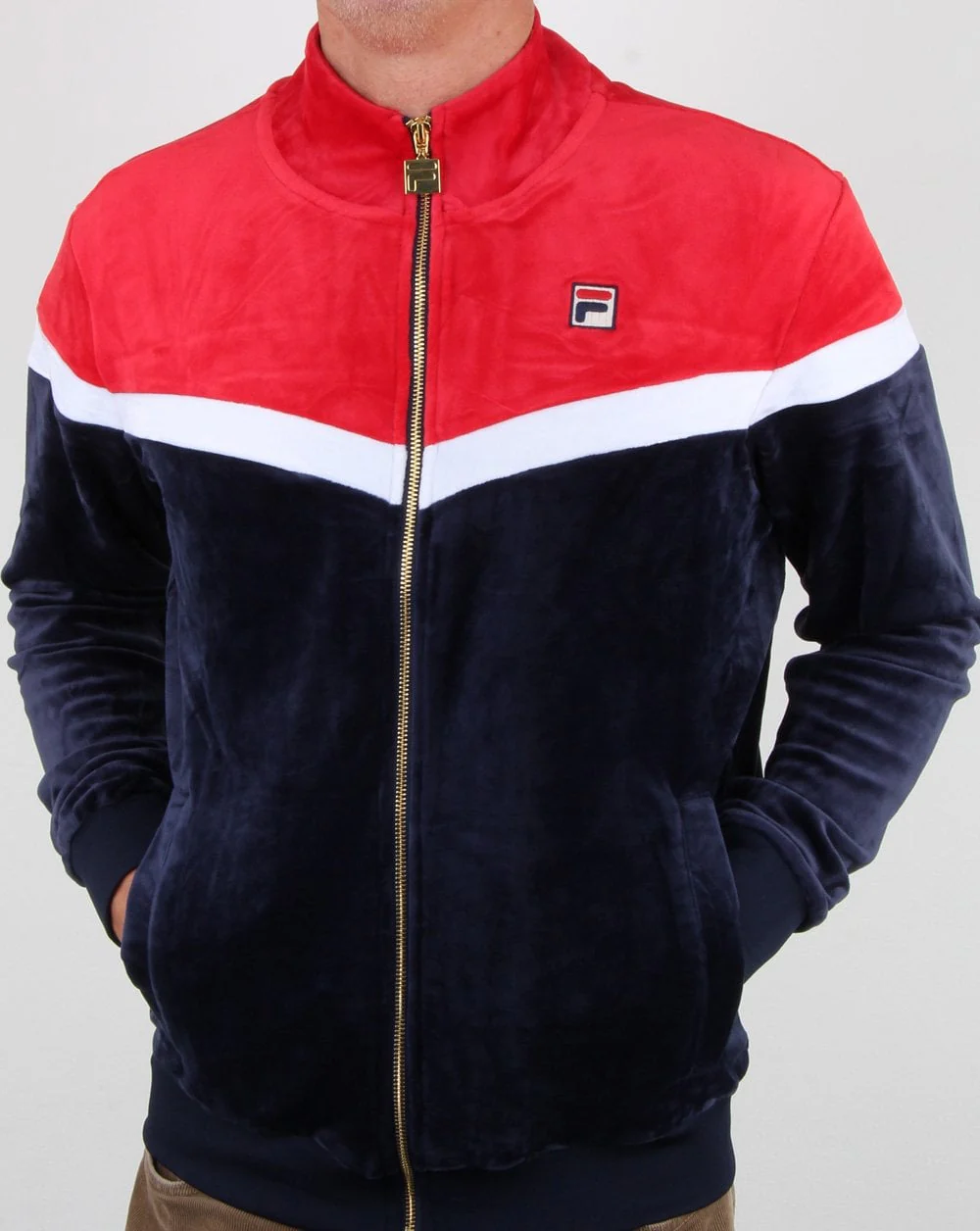 Fila Vintage Harry Velour Track Top Navy/red/white - Image 3
