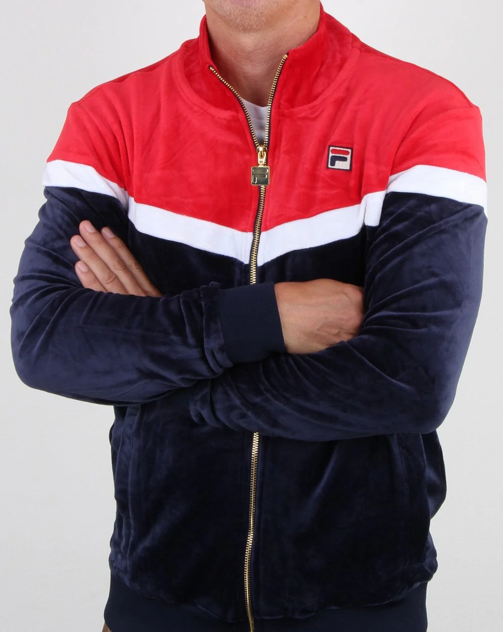 Fila Vintage Harry Velour Track Top Navy/red/white - Image 4