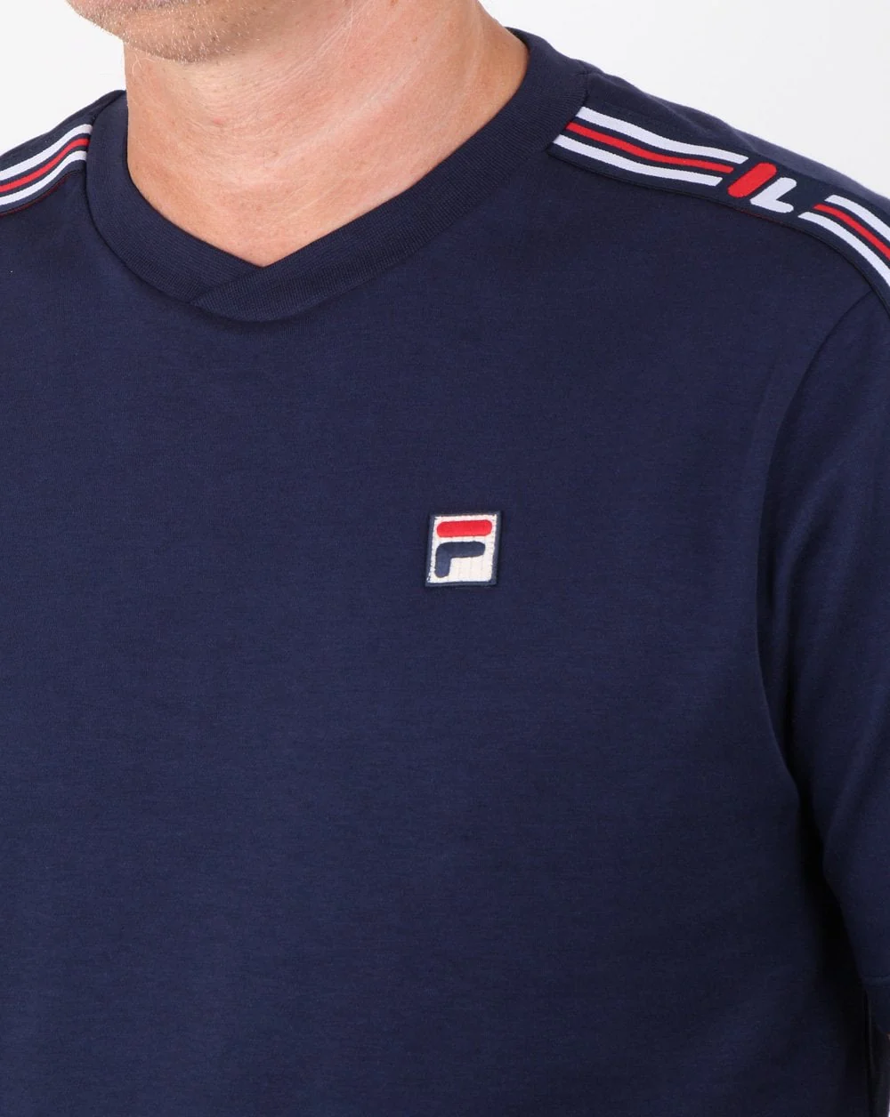 Fila Vintage Heath Tape T Shirt Navy/red/white - Image 2