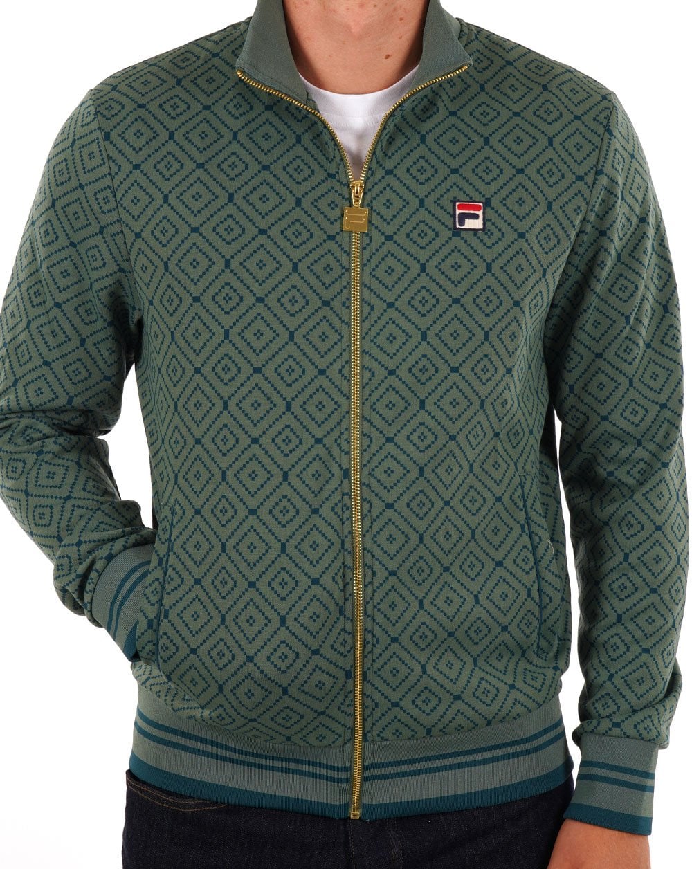 Fila Vintage Jacquard Track Top Dark Forest - Image 2
