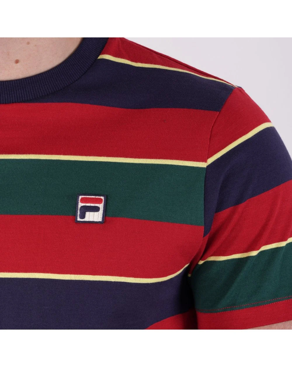 Fila Vintage Jaxon Stripe T Shirt Red/Navy/Green - Image 3