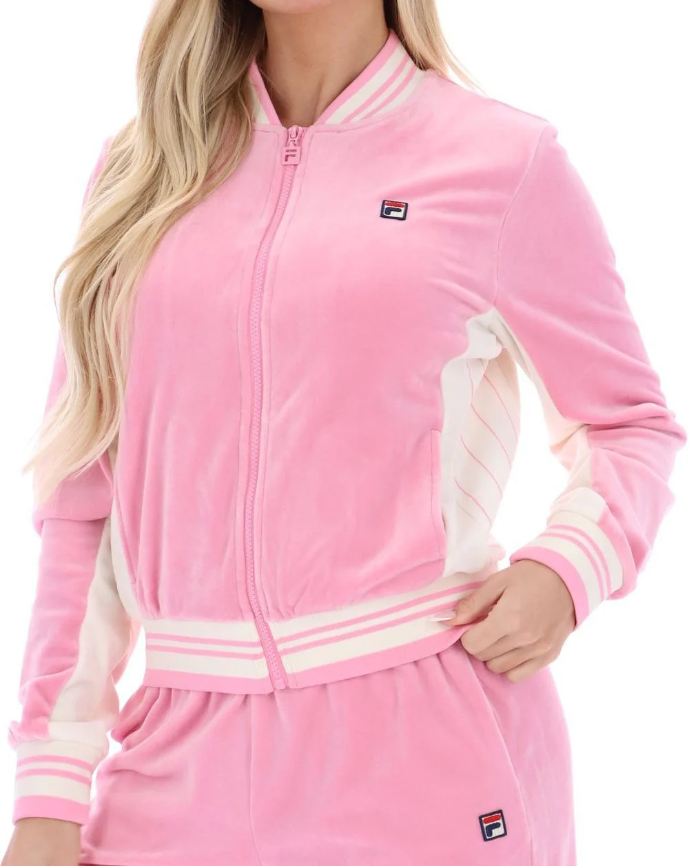 Fila Vintage Jenesis Velour Track Top Prism Pink - Image 2