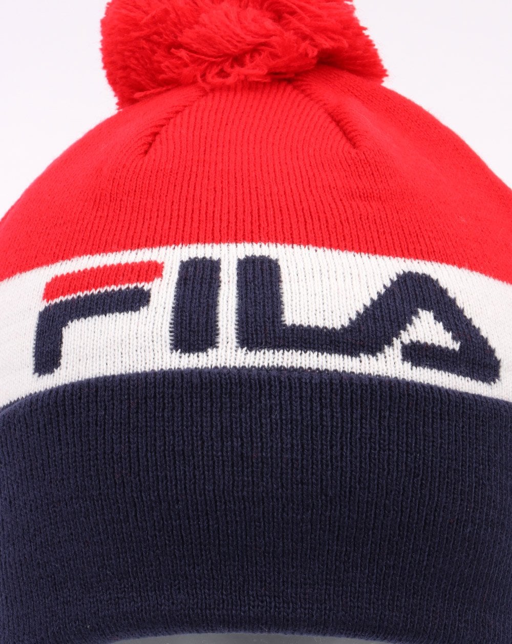 Fila Vintage Kato Jacquard Bobble Hat Beanie Navy - Image 2