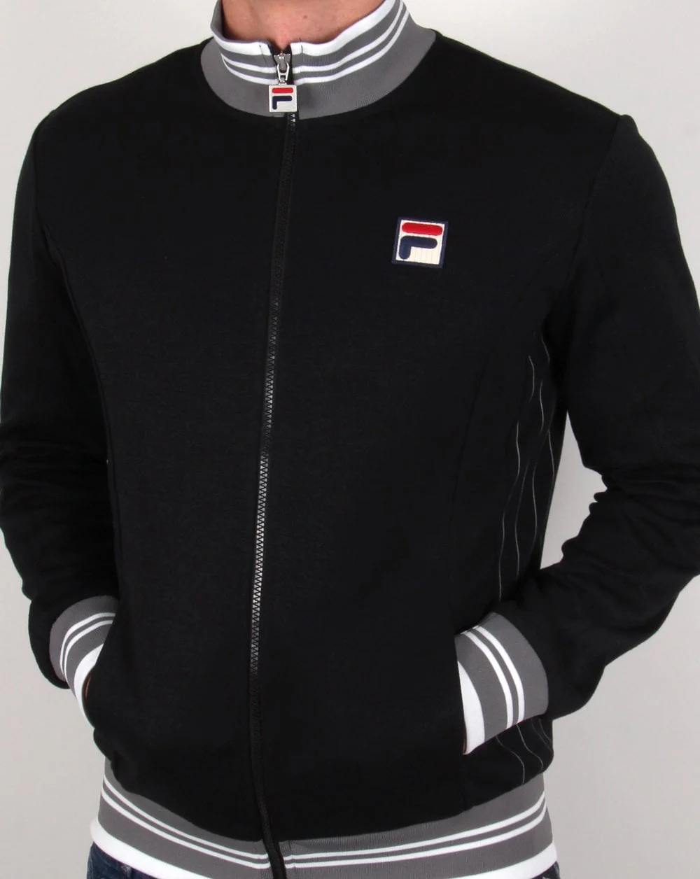 Fila Vintage Kesha Track Top Black/Grey - Image 2