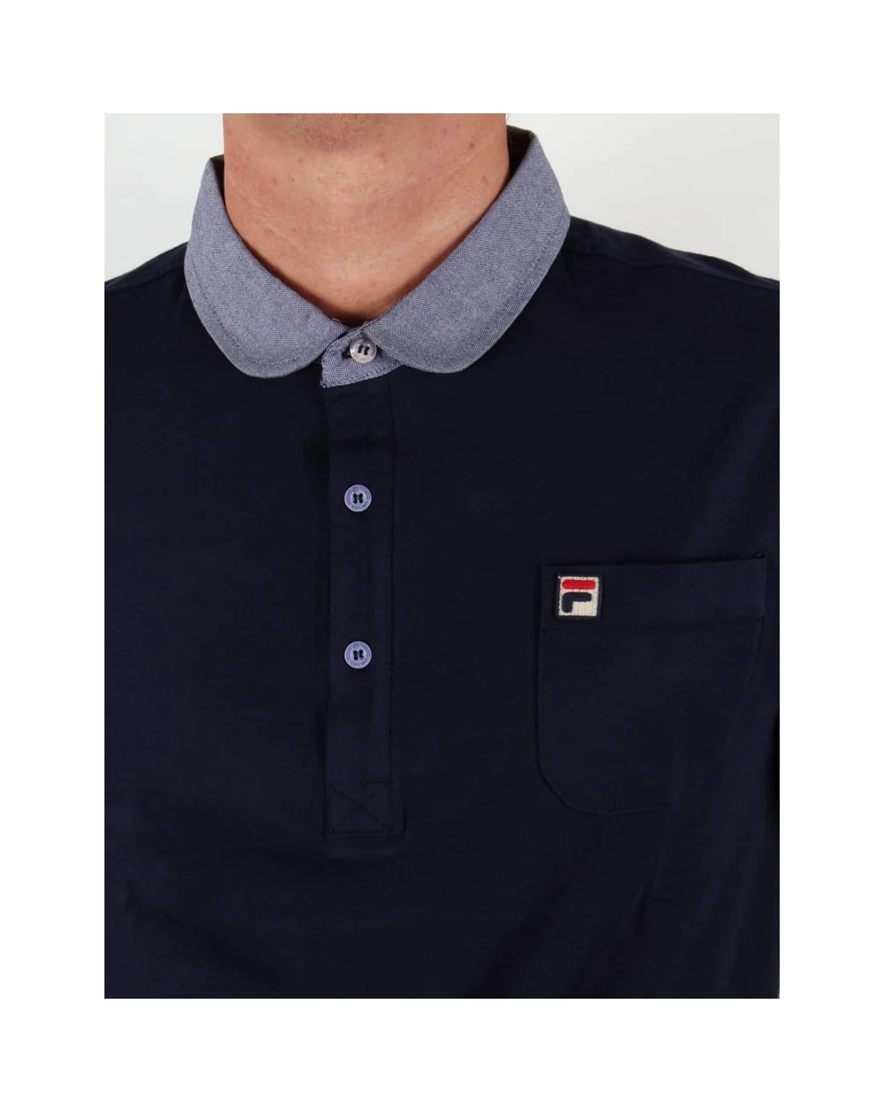 Fila Vintage Kissovos Penny Collar Polo Shirt Navy - Image 2