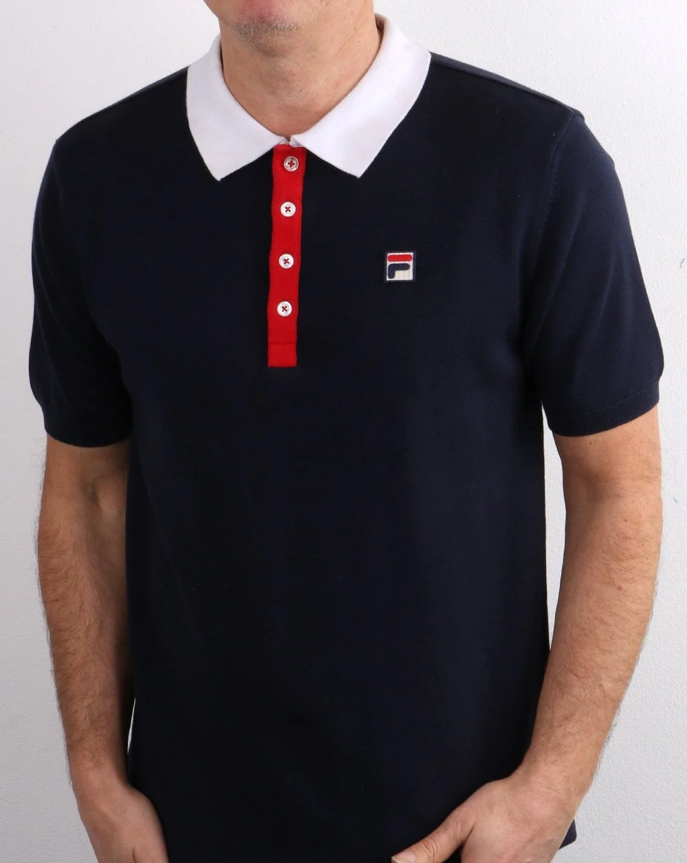 Fila Vintage knitted Santiago Polo Shirt Navy