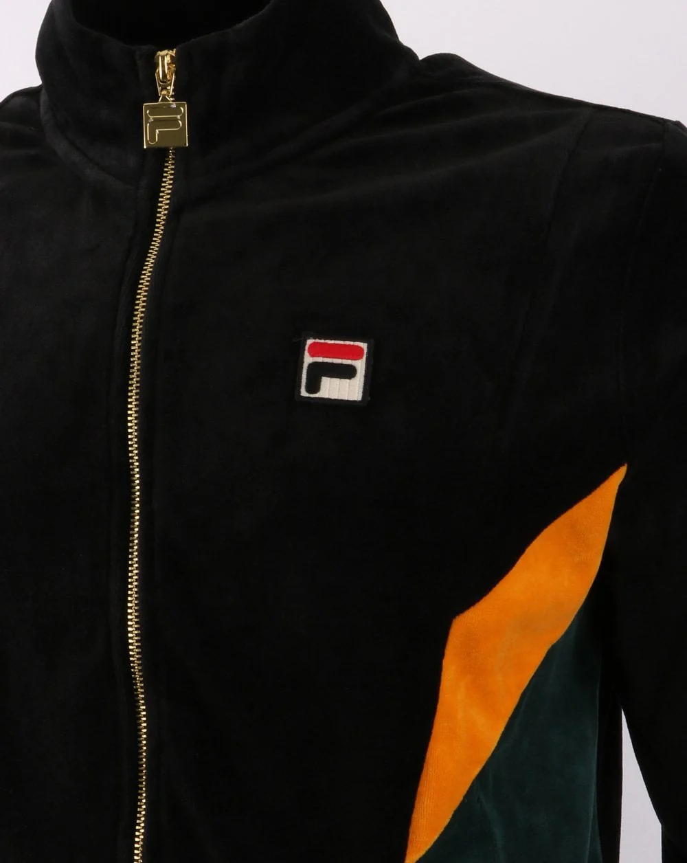 Fila Vintage Lane Velour Track Top Black/Green/Gold - Image 3