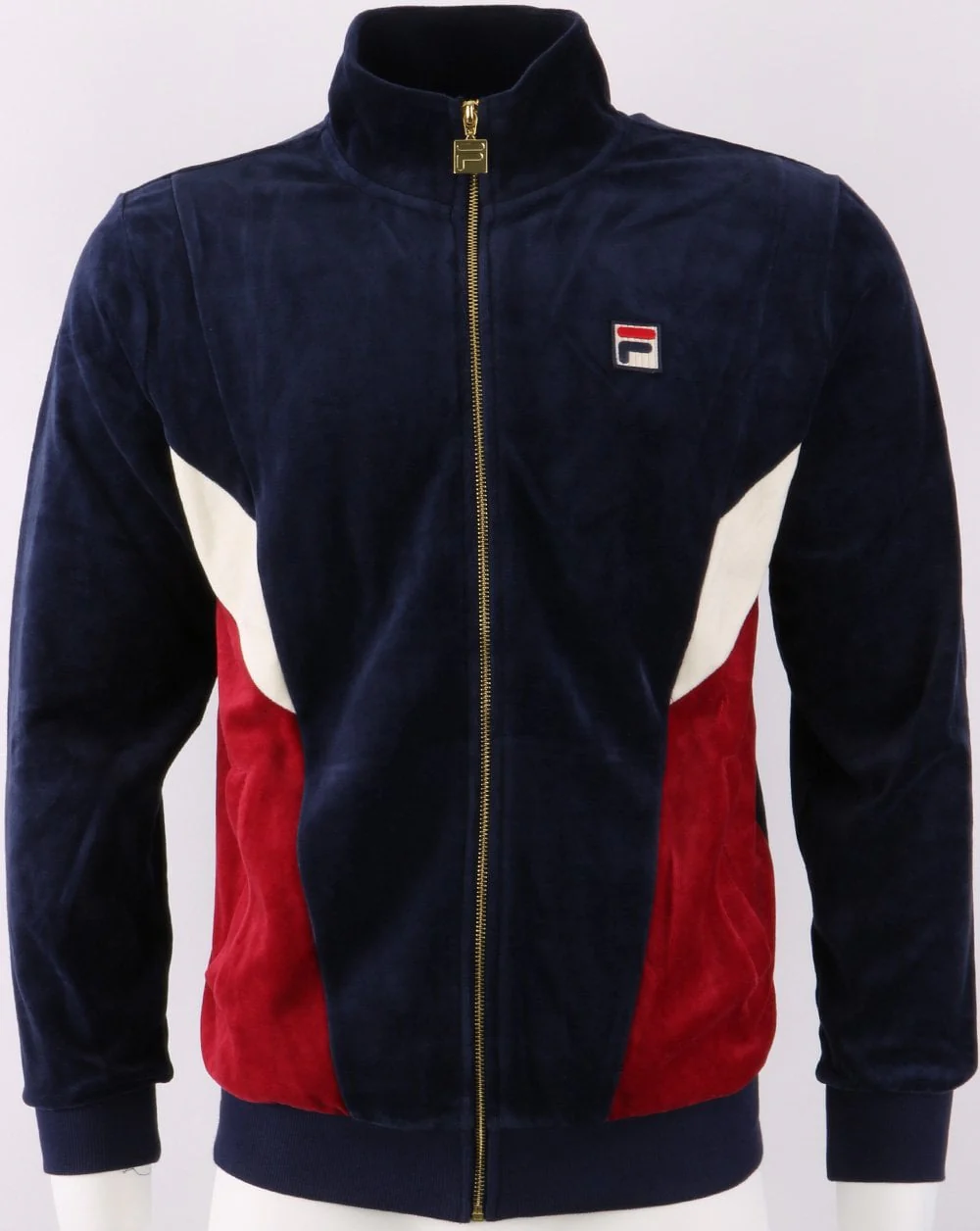 Fila Vintage Lane Velour Track Top Navy/Dark Red