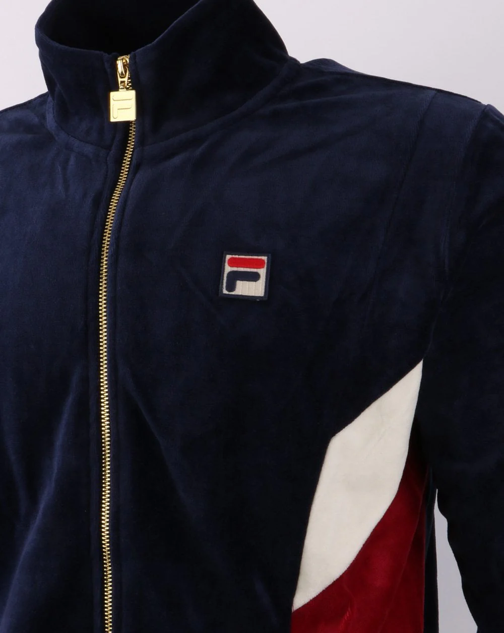 Fila Vintage Lane Velour Track Top Navy/Dark Red - Image 2