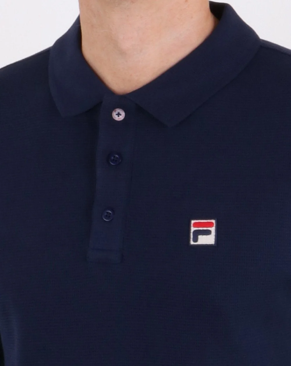 Fila Vintage Long Sleeve Polo Shirt Navy - Image 2