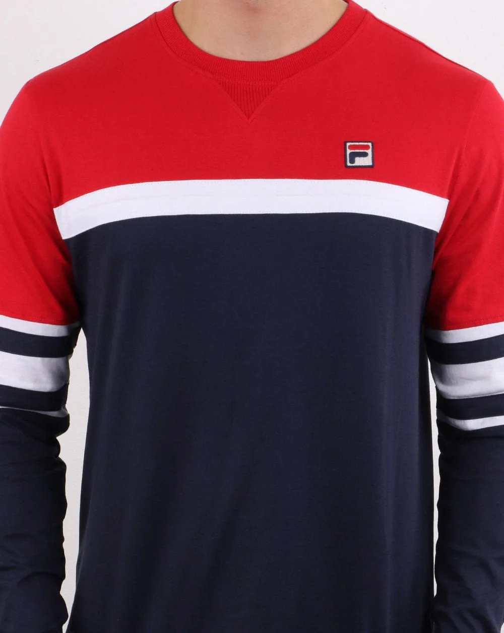 Fila Vintage Long Sleeved T Shirt Navy/Red/White - Image 4