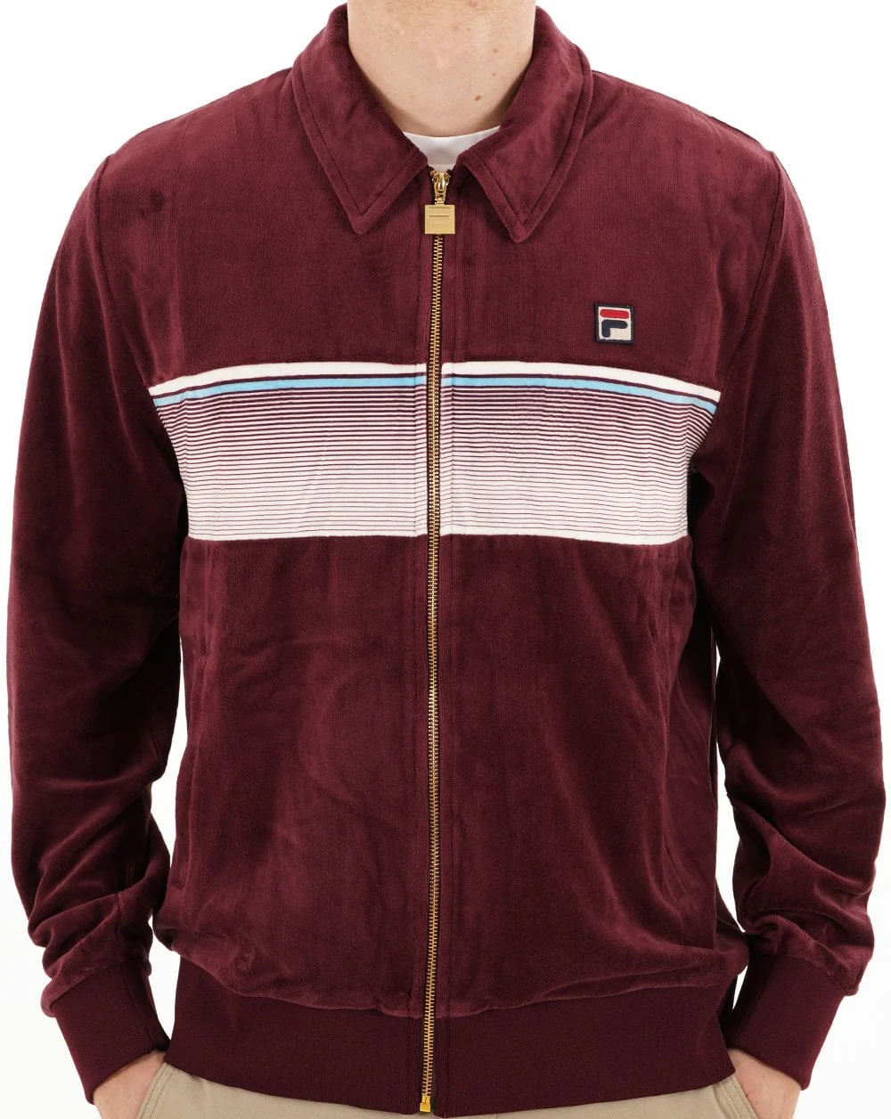 Fila Vintage Malakai Velour Track Top Port - Image 3