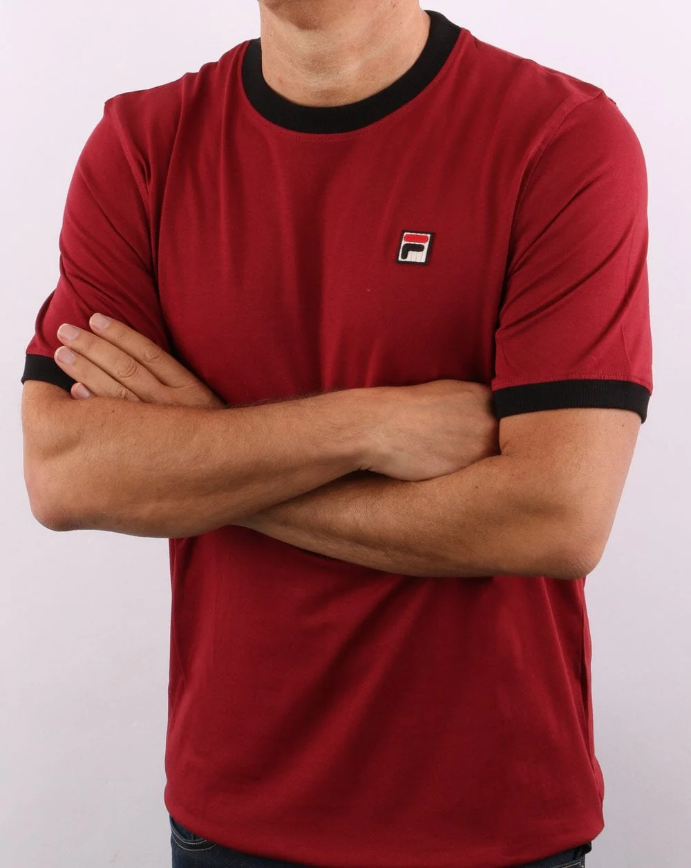 Fila Vintage Marconi T Shirt Deep Red/Black - Image 3