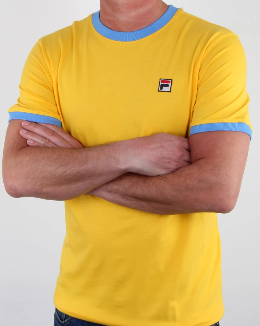 Fila Vintage Marconi T Shirt Yellow/lake Blue - Image 3