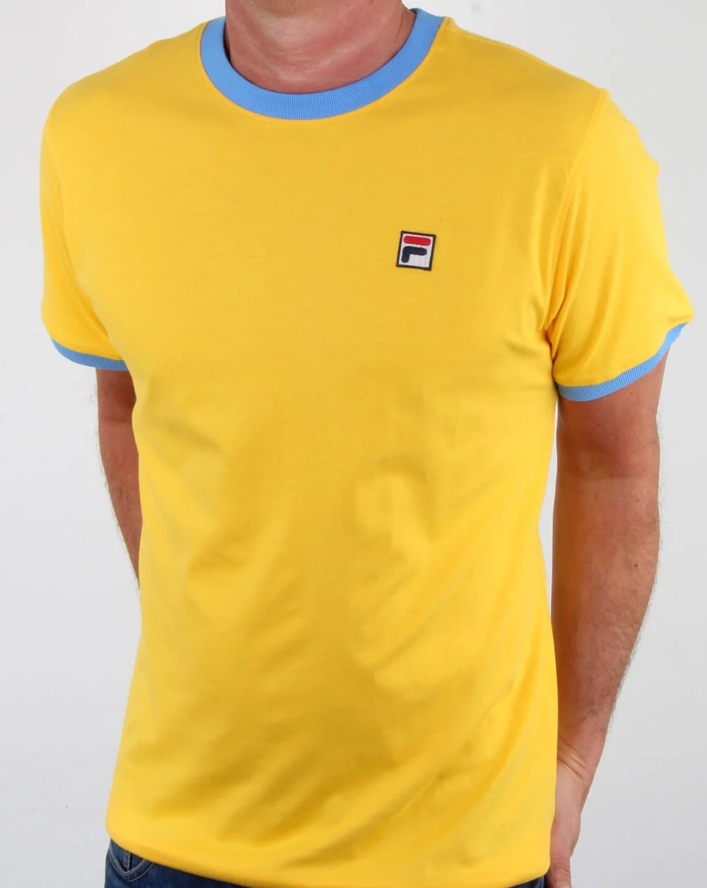 Fila Vintage Marconi T Shirt Yellow/lake Blue - Image 4