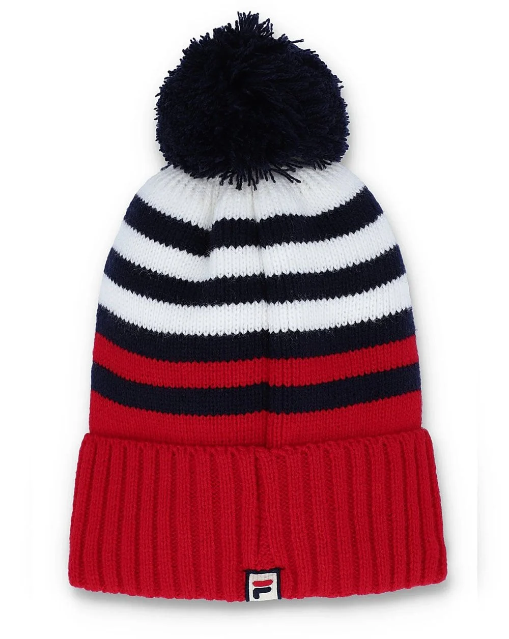 Fila Vintage Markee Pom Pom Beanie Red/Navy/White - Image 2