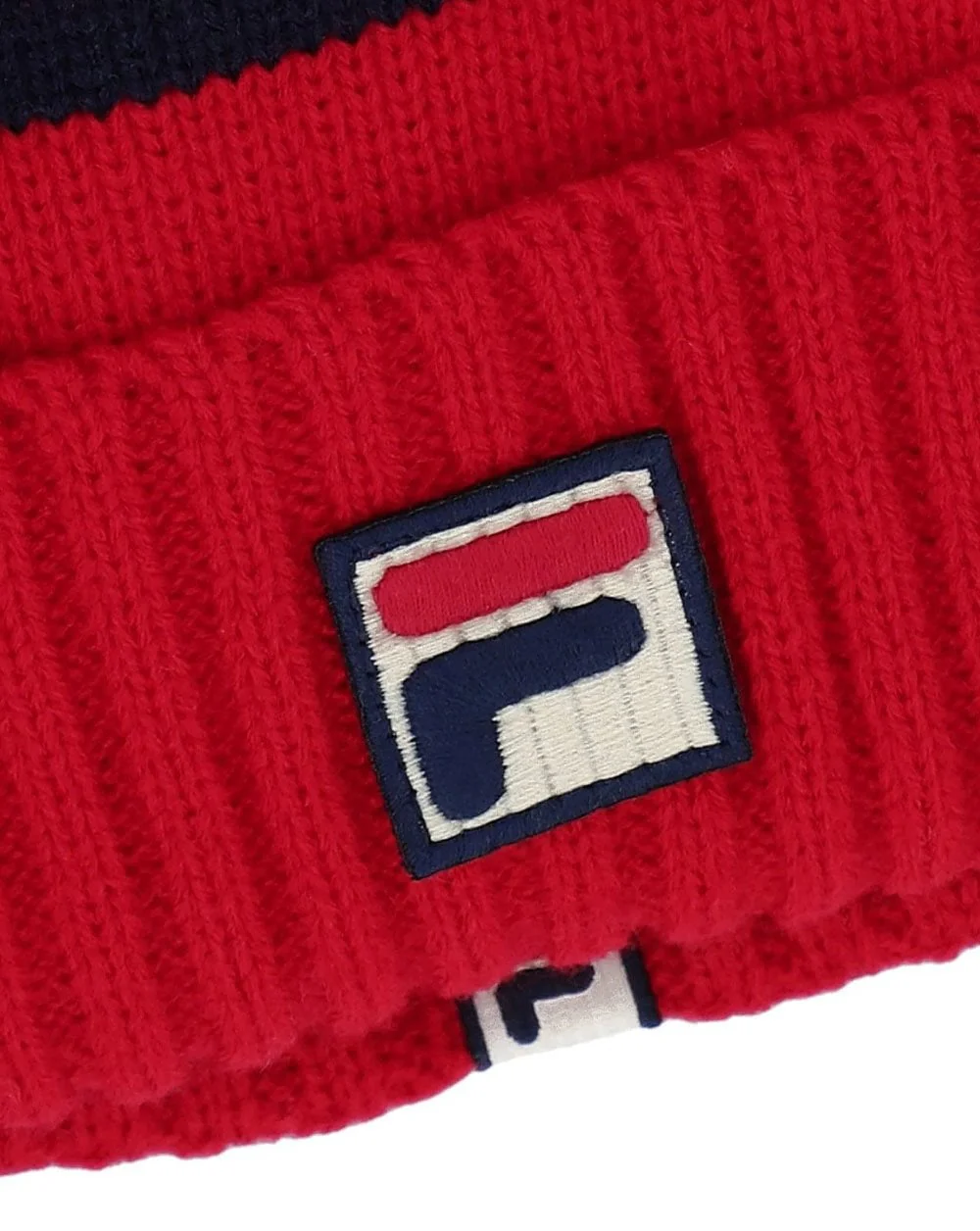 Fila Vintage Markee Pom Pom Beanie Red/Navy/White - Image 3