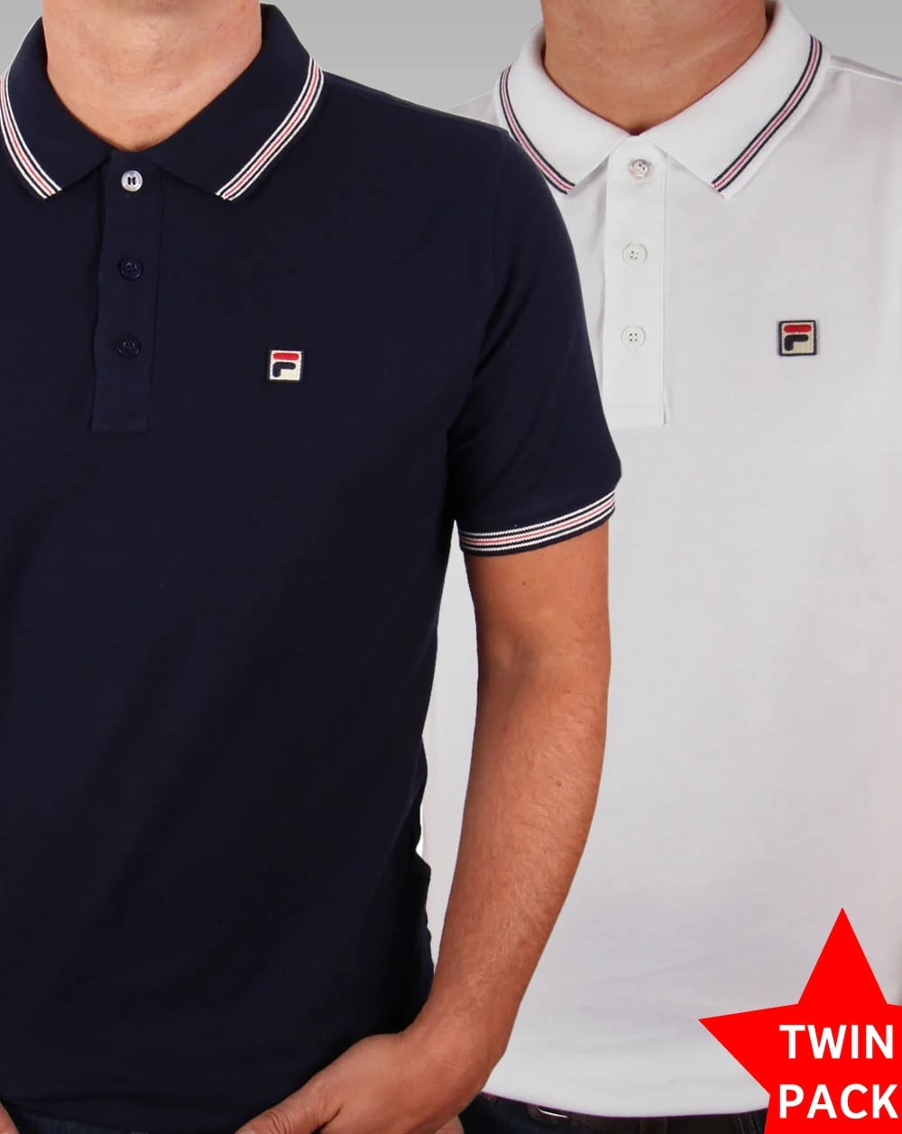 Fila Vintage Matcho 3 Polo Twin Pack White/Navy