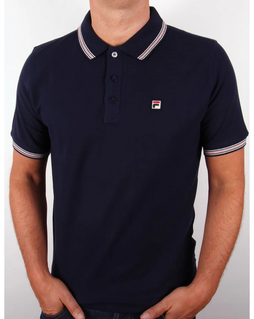 Fila Vintage Matcho 3 Polo Twin Pack White/Navy - Image 3