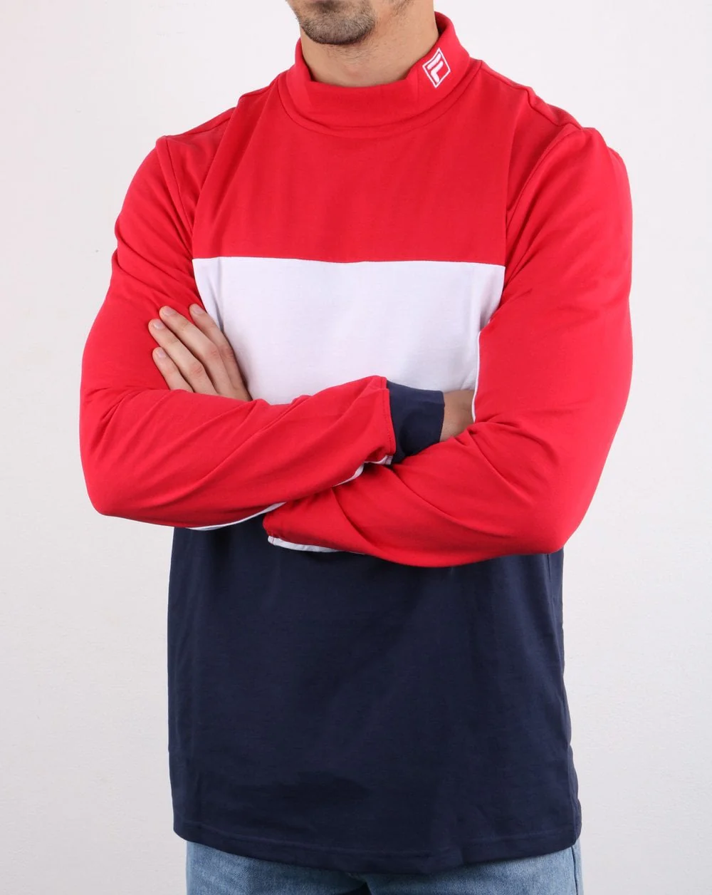 Fila Vintage Matteo High Neck T Shirt Red - Image 3