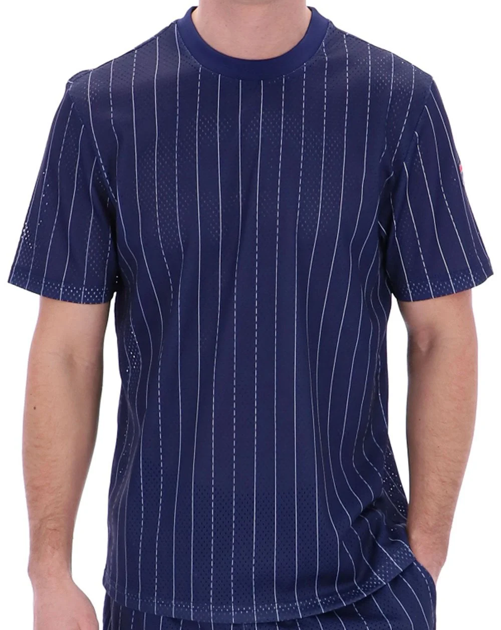 Fila Vintage Mesh Pin Stripe Tee Navy - Image 2
