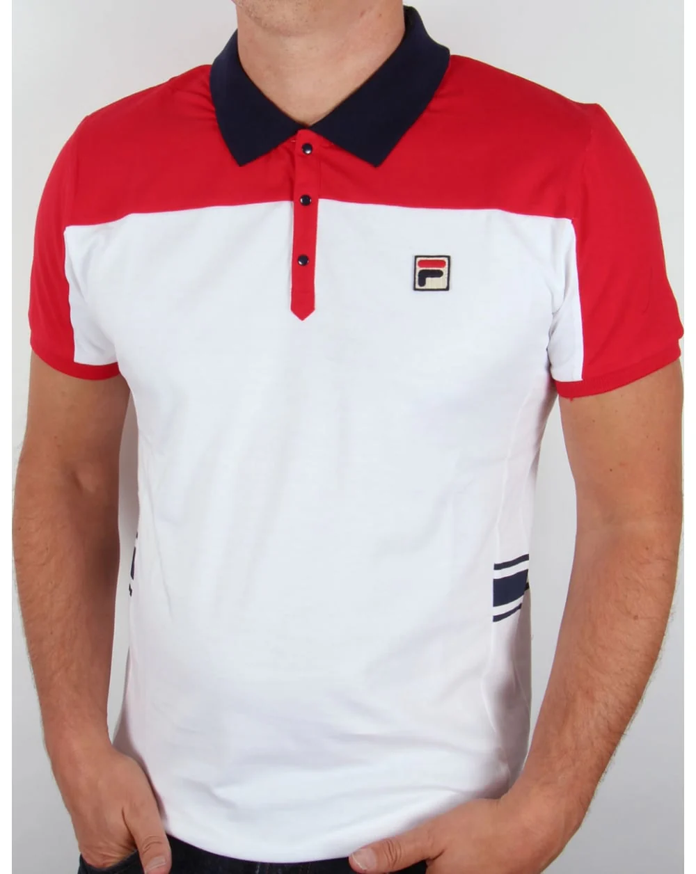 Fila Vintage Mivvi Polo Shirt White/Red - Image 3