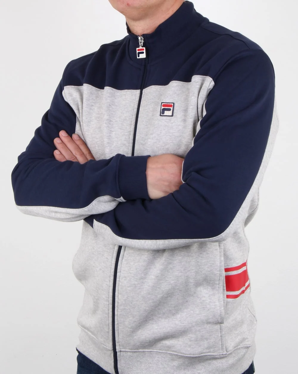 Fila Vintage Mivvi Track Top Light Grey Marl - Image 3