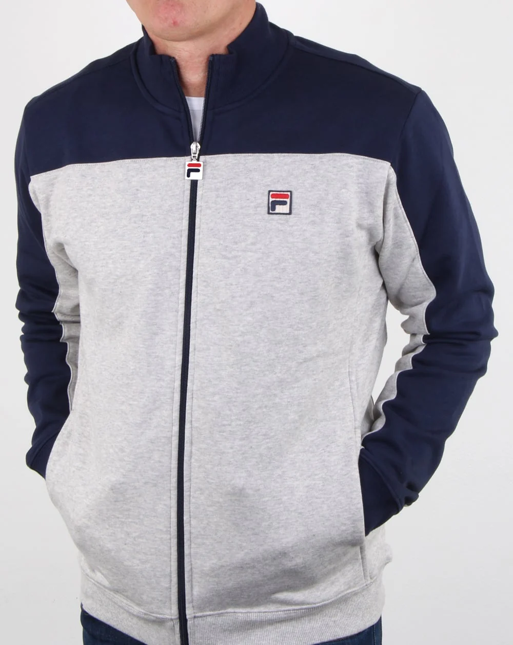 Fila Vintage Mivvi Track Top Light Grey Marl - Image 4