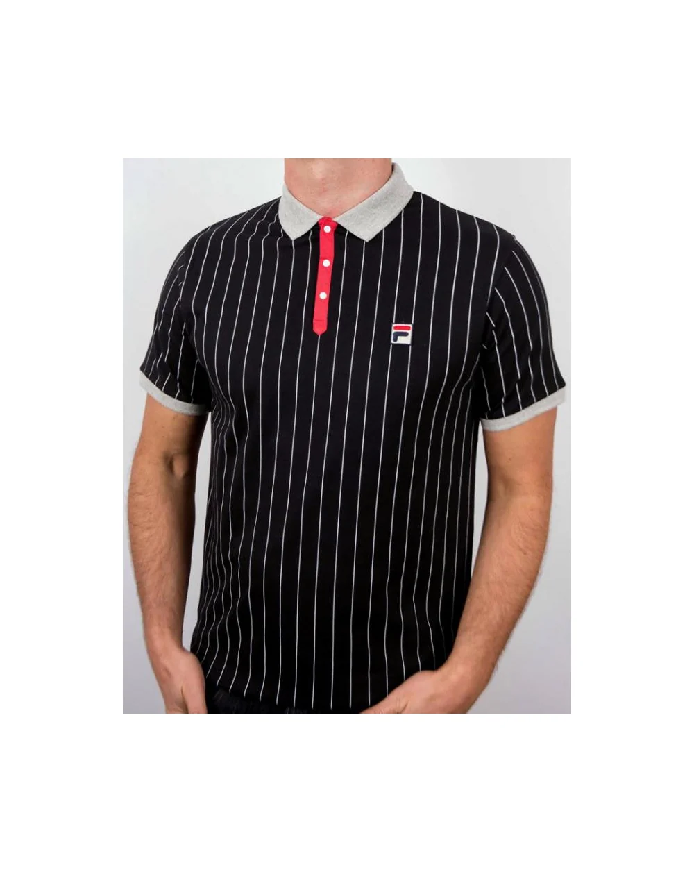 Fila Vintage Mk1 Settanta Polo Shirt Black/Grey/Red
