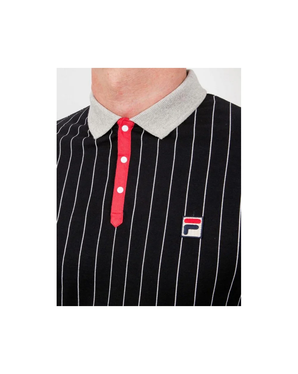 Fila Vintage Mk1 Settanta Polo Shirt Black/Grey/Red - Image 2