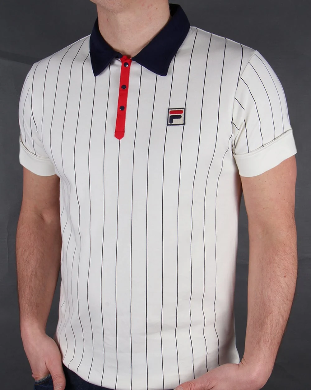 Fila Vintage Mk1 Settanta Polo Shirt Gardenia/Navy/Red