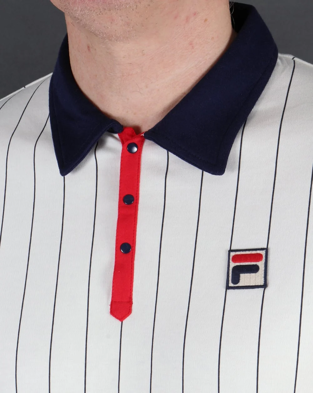 Fila Vintage Mk1 Settanta Polo Shirt Gardenia/Navy/Red - Image 2