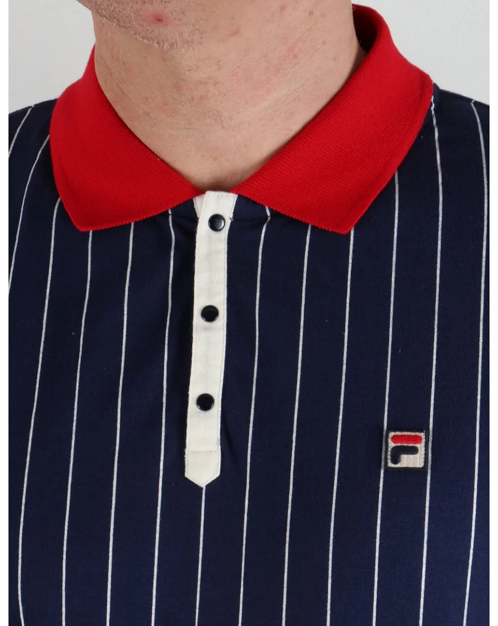 Fila Vintage Mk1 Settanta Polo Shirt Navy/Gardenia/Red - Image 2