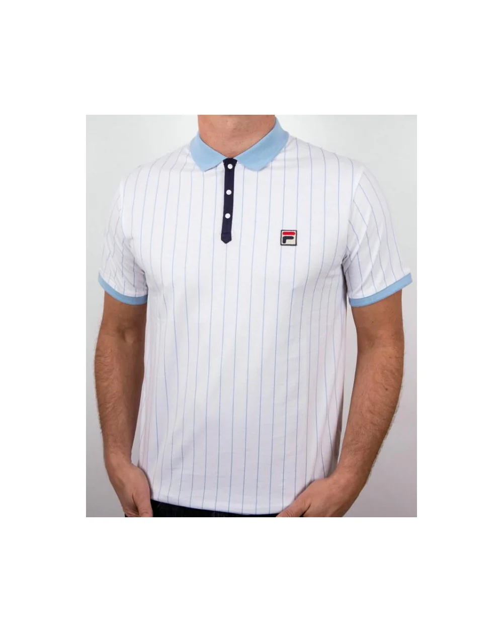 Fila Vintage Mk1 Settanta Polo Shirt White/Sky Blue/Navy